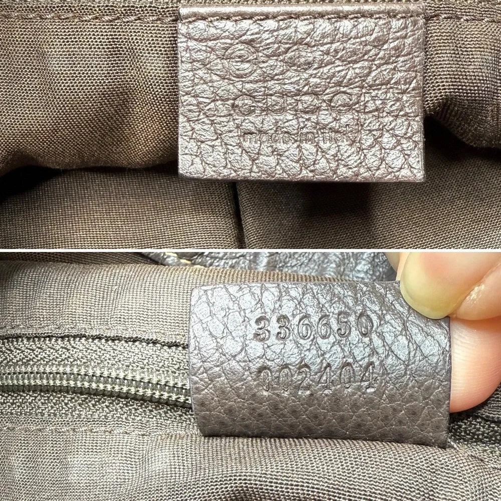 Authentic Gucci GG Crystal Canvas Hobo bag leather trims gold hardware
